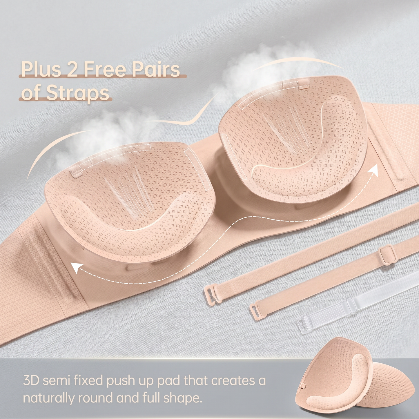 💞Womens Strapless Bras Push Up Bandeau Bra Non Slip Wireless Supportive Padded Bras Seamless Comfortable Tube Jelly Bra