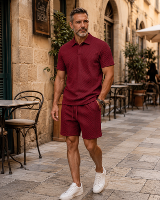 🔥HOT SALE 50% OFF👕Men's Textured Polo & Shorts Set