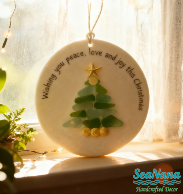 【GIFT OF THE TIDE Series🌊】Sea Glass Christmas Wish Plaque