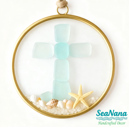 Sea Glass Cross Ornament