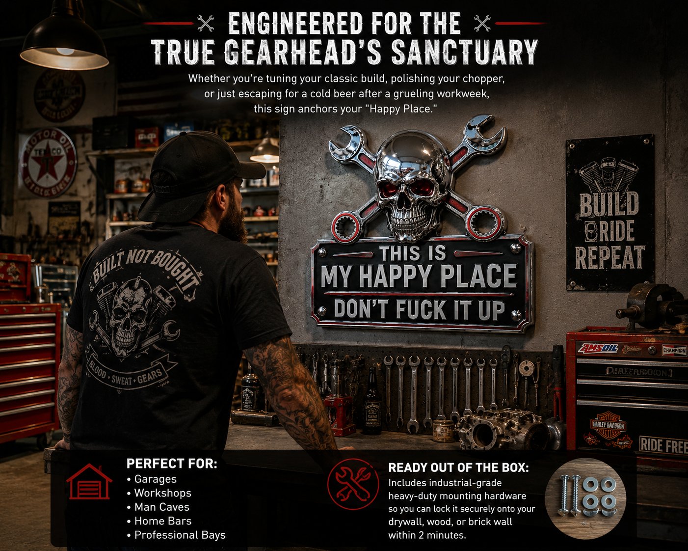 🔥Father’s Day 49% Off 💀"This Is My Happy Place" Garage Wall Sign