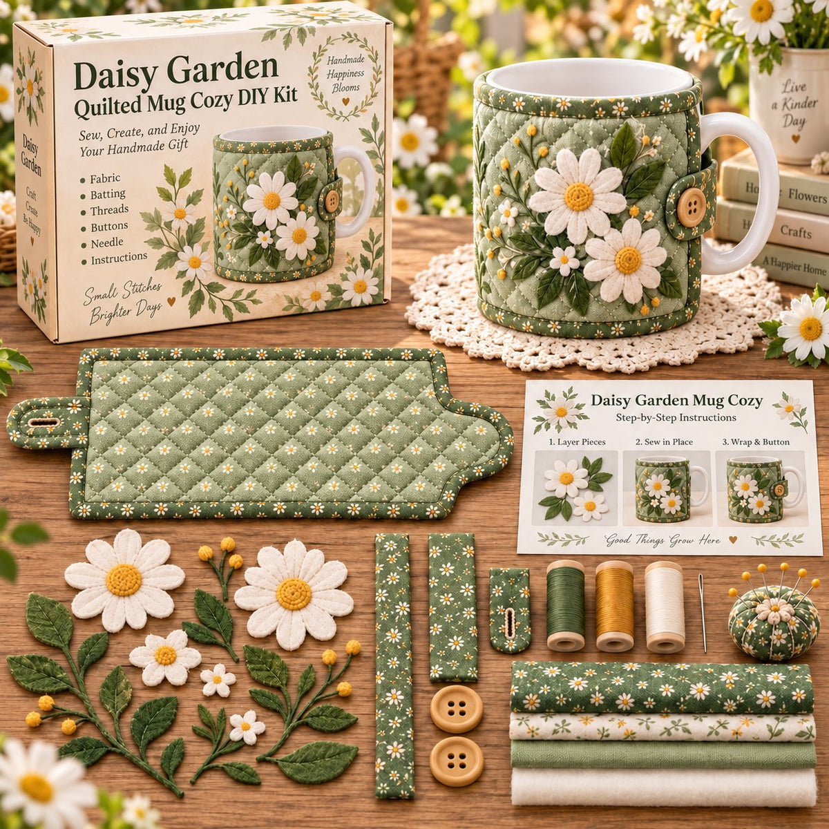 ✨🌸Garden Quilted Mug Cozy DIY Kit