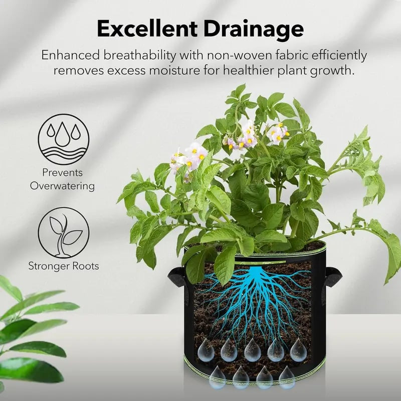 🌱 5 Gallon Grow Bags – Heavy Duty Aeration Fabric Pots with Handles for Vegetables, Flowers & Fruits 🪴