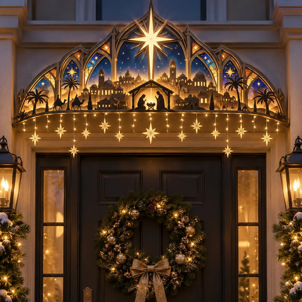 ✨ Bethlehem Star Nativity Lighted Door Topper 🎄 Faith-Inspired Christmas Decor