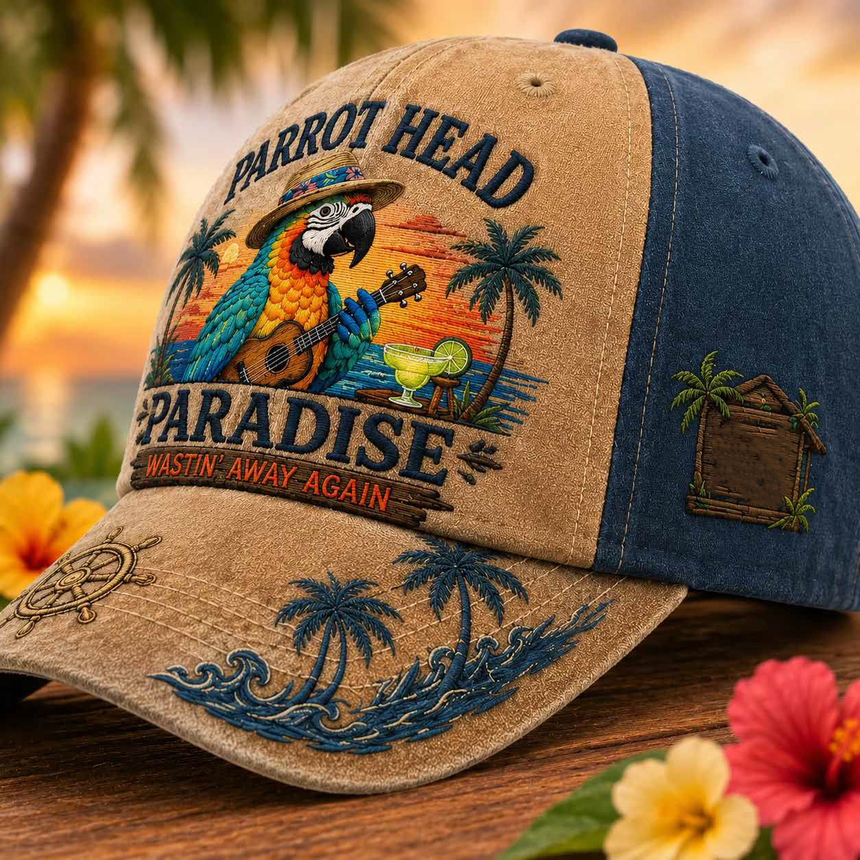 🦜Wastin’ Away Again Parrot Head Hat for Jimmy Buffett Fans 🏝️Parrot Head Paradise Cap