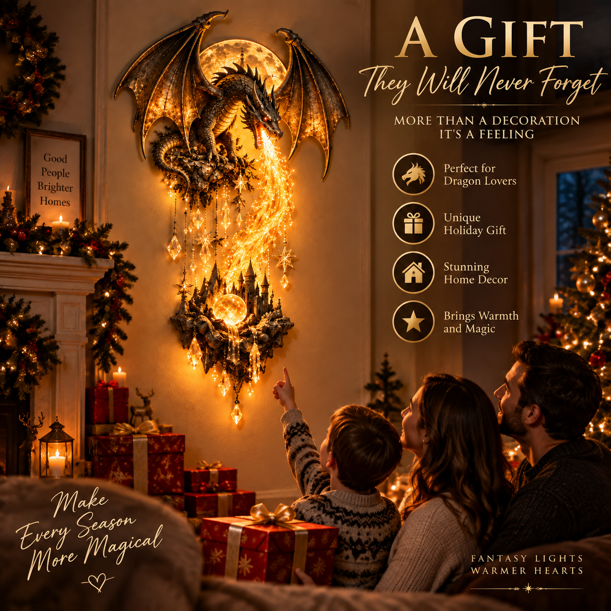 ๐ฅ Last Day 49% OFF โ ๐ Dragonfire Moonlight Wall Lamp | Enchanted Fantasy Castle Decor ๐
