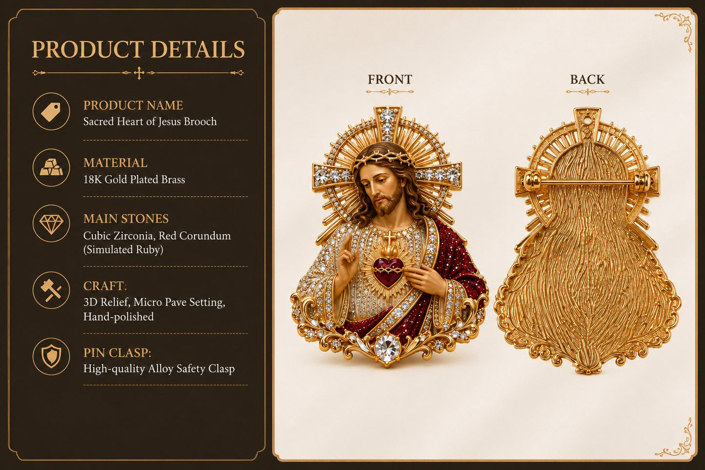 ❤️Father‘s Day 50% OFF - 🙏 Sacred Heart of Jesus Brooch