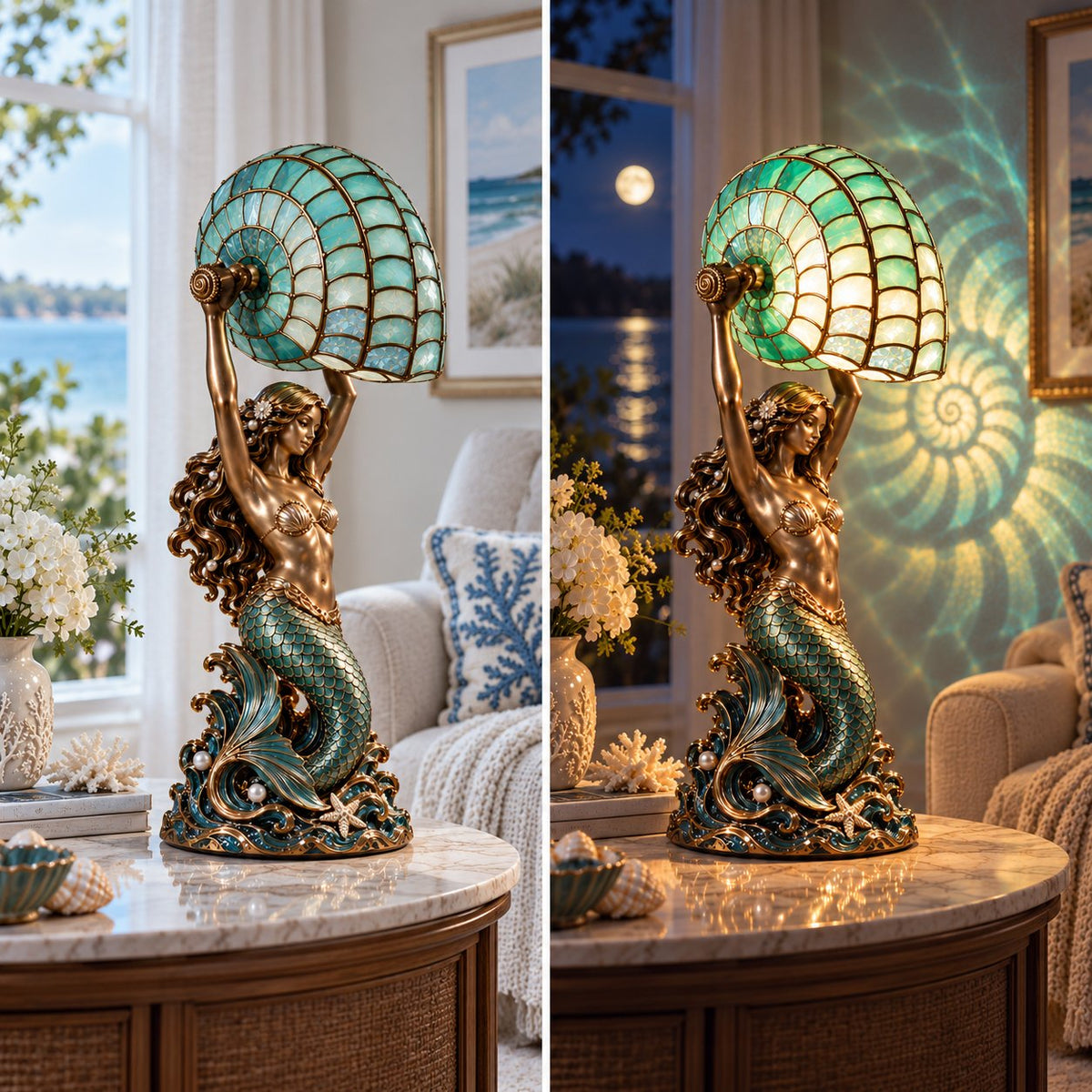 đ§ââď¸ Moon Tide Mermaid Nautilus Lamp