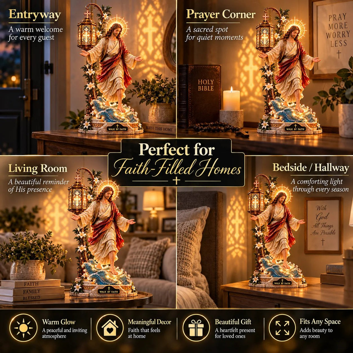 ✨ Walk by Faith™ – Jesus Walking on Water Reflection Light