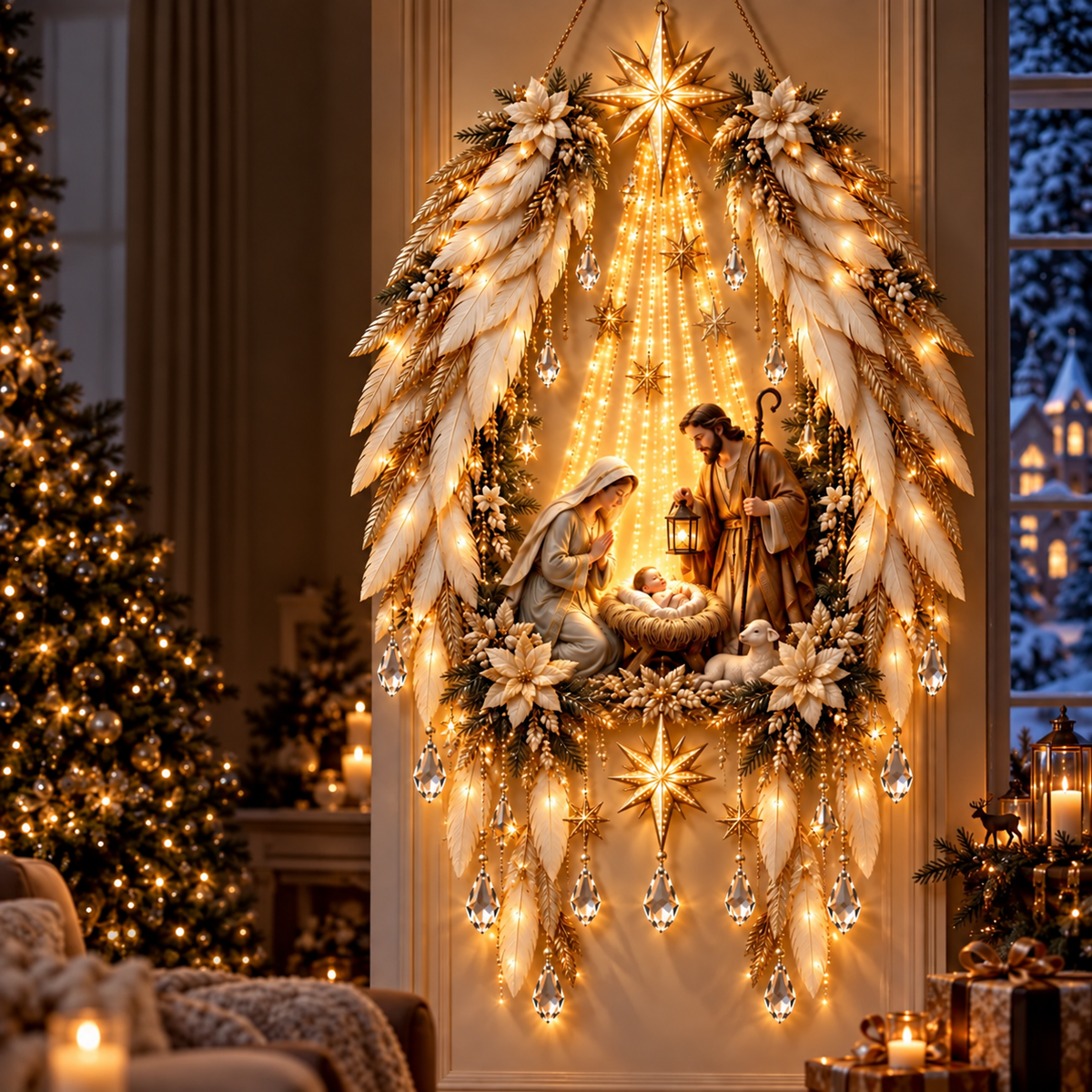 ✨Last Day 49% Off✝️Jesus, Angel & Nativity Lighted Wall Light Décor