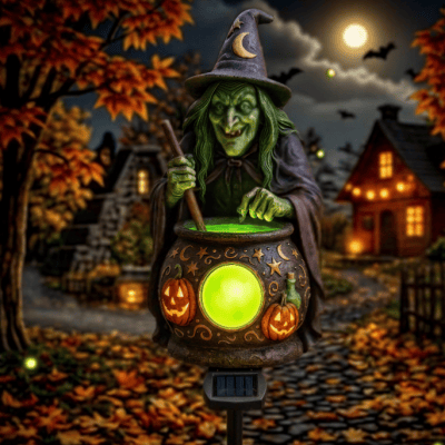 🧙Halloween Solar Witch Cauldron Garden Stake Light