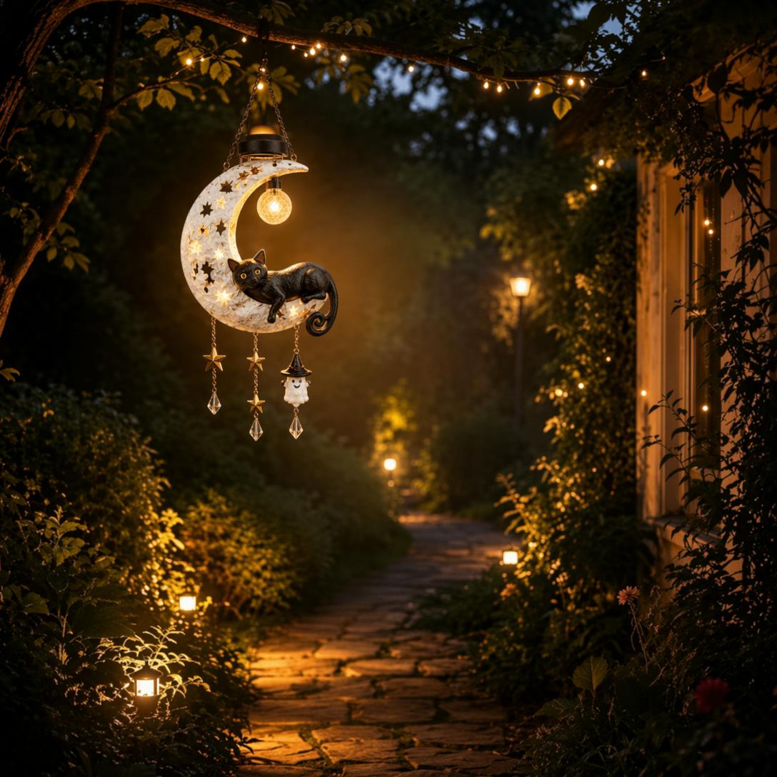 ๐ Halloween Early Bird Sale | 50% OFF Black Cat Moon Solar Lantern
