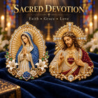 ⏳ Last Day 49% OFF – ✝️ 3D Jesus & Mary Sacred Devotion Pin | Gold-Tone Crystal Christian Brooch ❤️