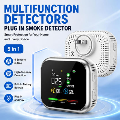 Multi-Function Home Safety Detector - CO,Gas, Smoke,Temperature & Humidity Monitor
