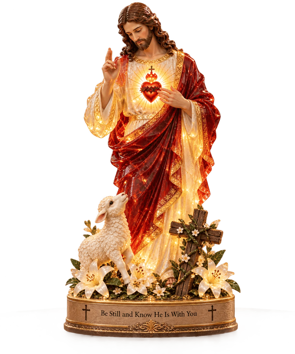🔥 60,000+ Sold! ✝️ Jesus & Lamb Lighted Sea Glass Statue — A Beautiful Symbol of Faith