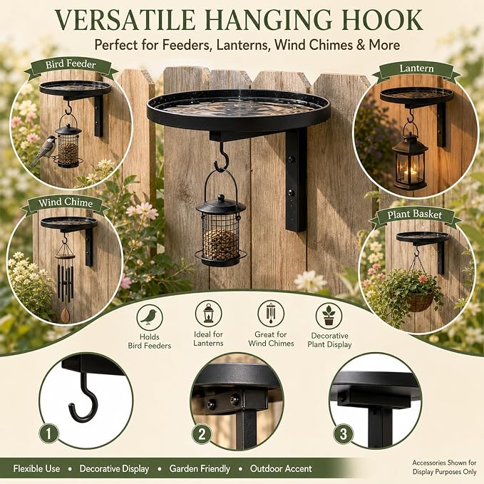 Wall-Mounted Metal Bird Bath Basin