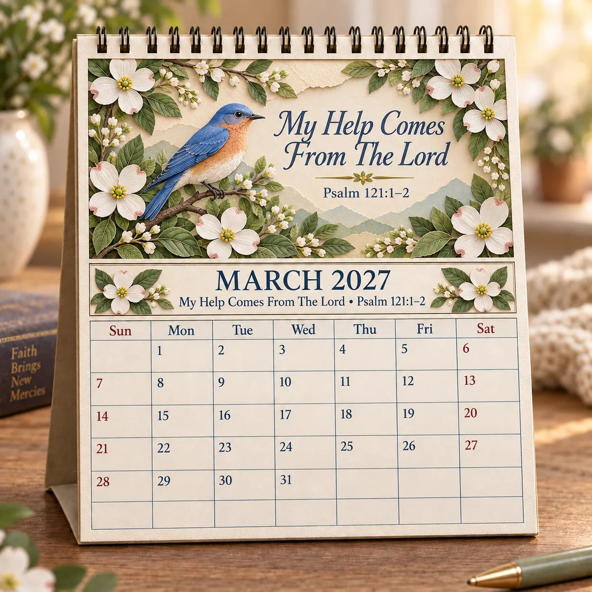 ✝️ 3D Christian Calendar 2027 | 12 Scripture Designs with Nature Scenes, Birds &amp; Flowers for Faith-Filled Homes &amp; Meaningful Gifts 🎁