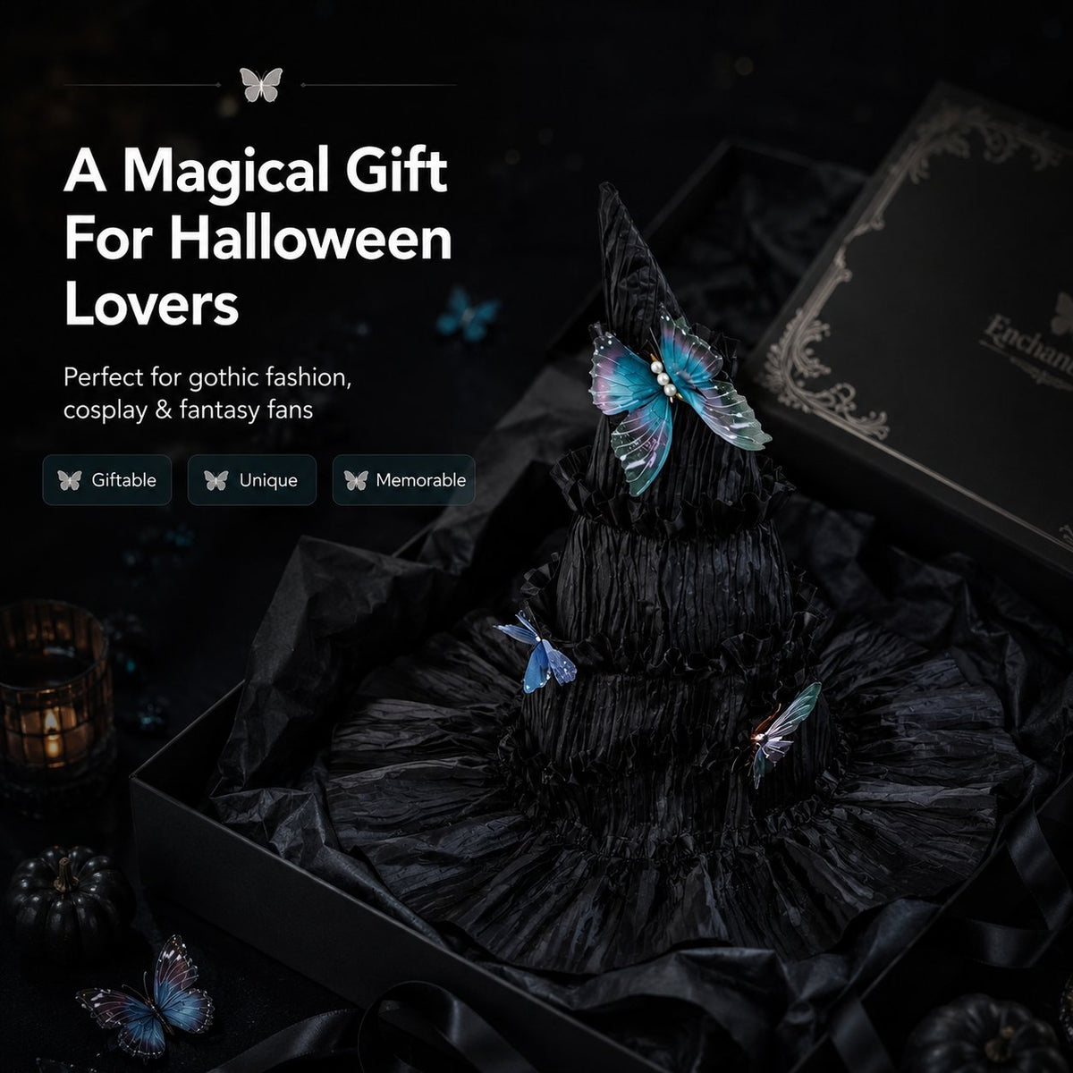 🖤 Gothic Butterfly Witch Hat™