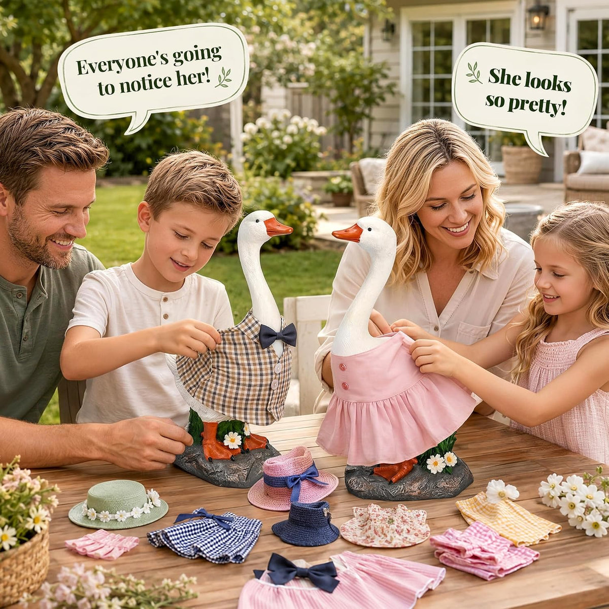 Hand-Painted Porch Goose Statue – 19” Tall, Indoor & Outdoor