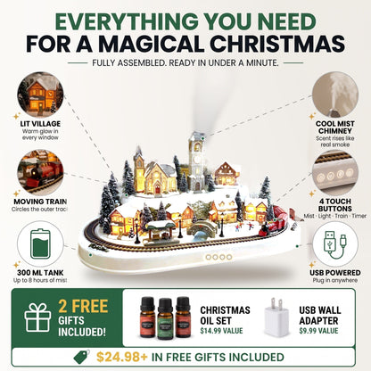 🚂 Christmas Village Aroma Diffuser with Moving Train