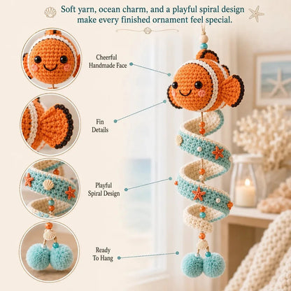 🌊Sea-animal themed crochet hanging kit (spiral) for beginners | Complete kit with all tools and step-by-step guide included💕