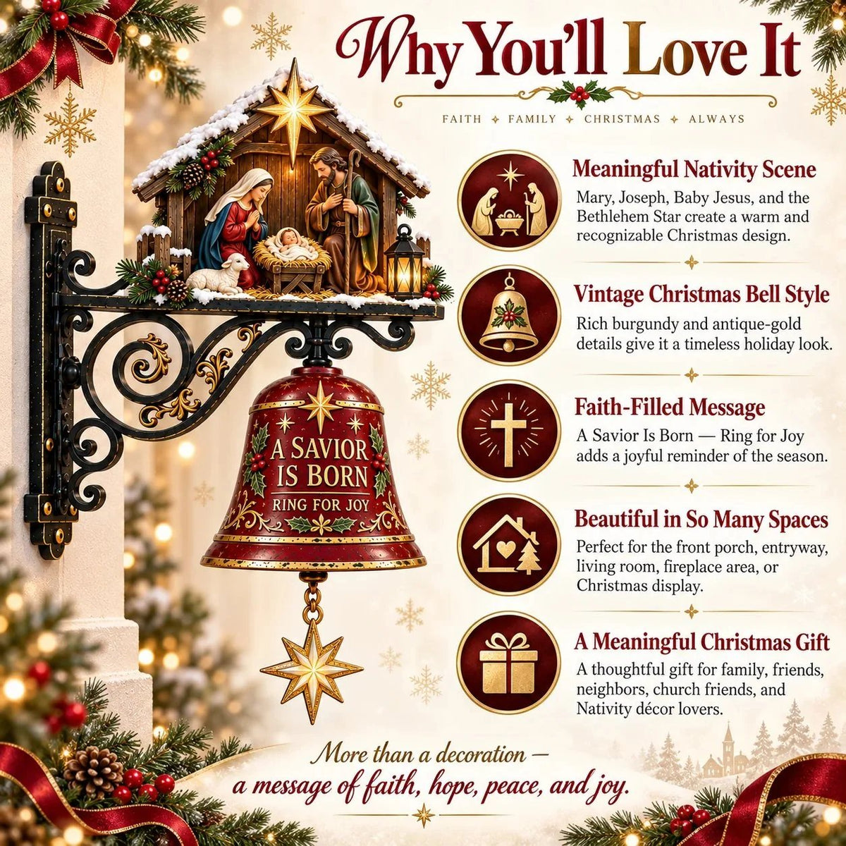 ✨ Jesus Nativity Christmas Door Bell - Welcome Christmas With The Story Of Jesus