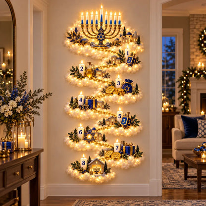 🔥🎁🕎 Hanukkah Festival of Lights Wall Decor Collection – 4 Glowing Designs Celebrating Eight Nights of Light ✨