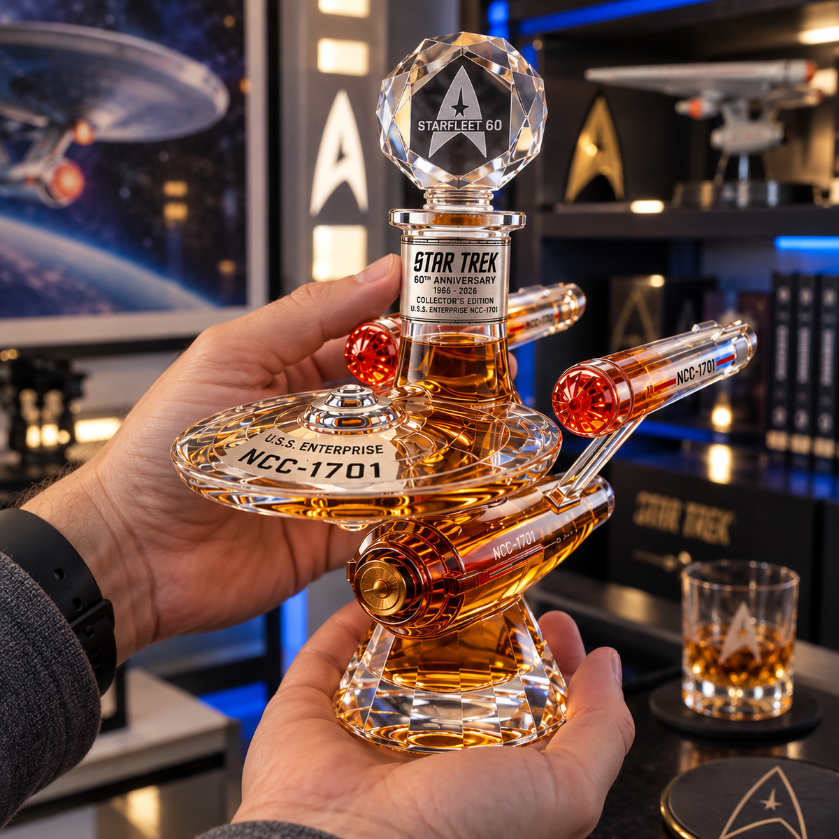 60TH ANNIVERSARY U.S.S. ENTERPRISE NCC-1701 Edition Whiskey Bottle