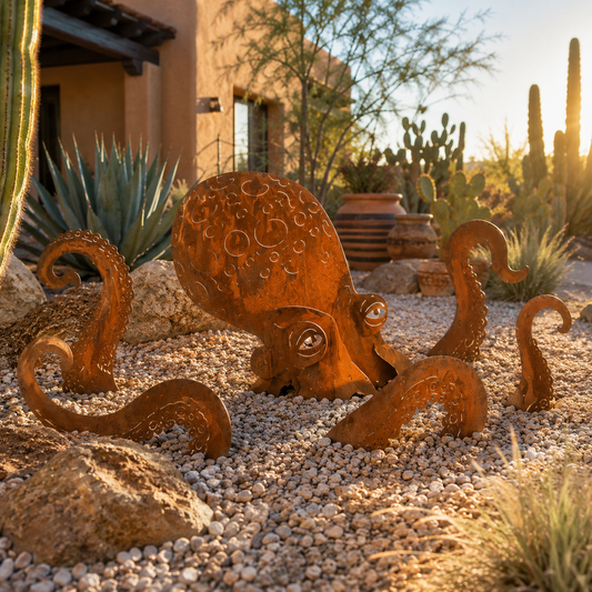 🔥Last Day 50% OFF🔥- 🐙Rust Patina Giant Squid Garden Sculpture