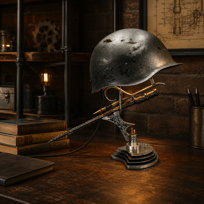 🪖 War Relic Vintage Helmet Table Lamp