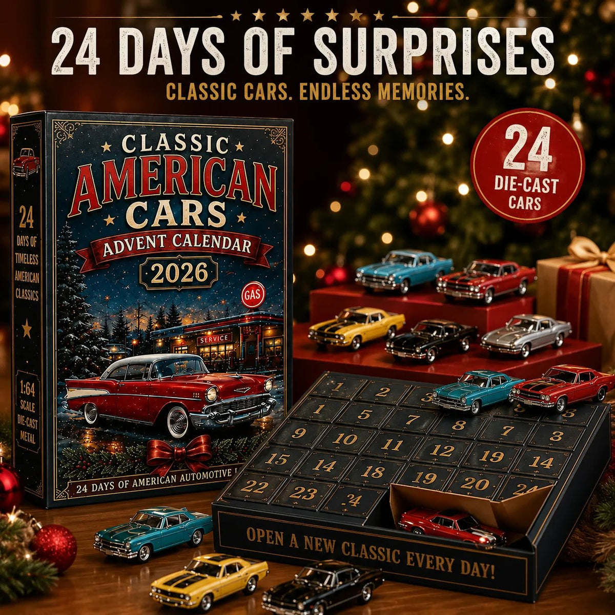 🛵🚗 High Sales 2026 Motorcycle & Classic American Cars Advent Calendar