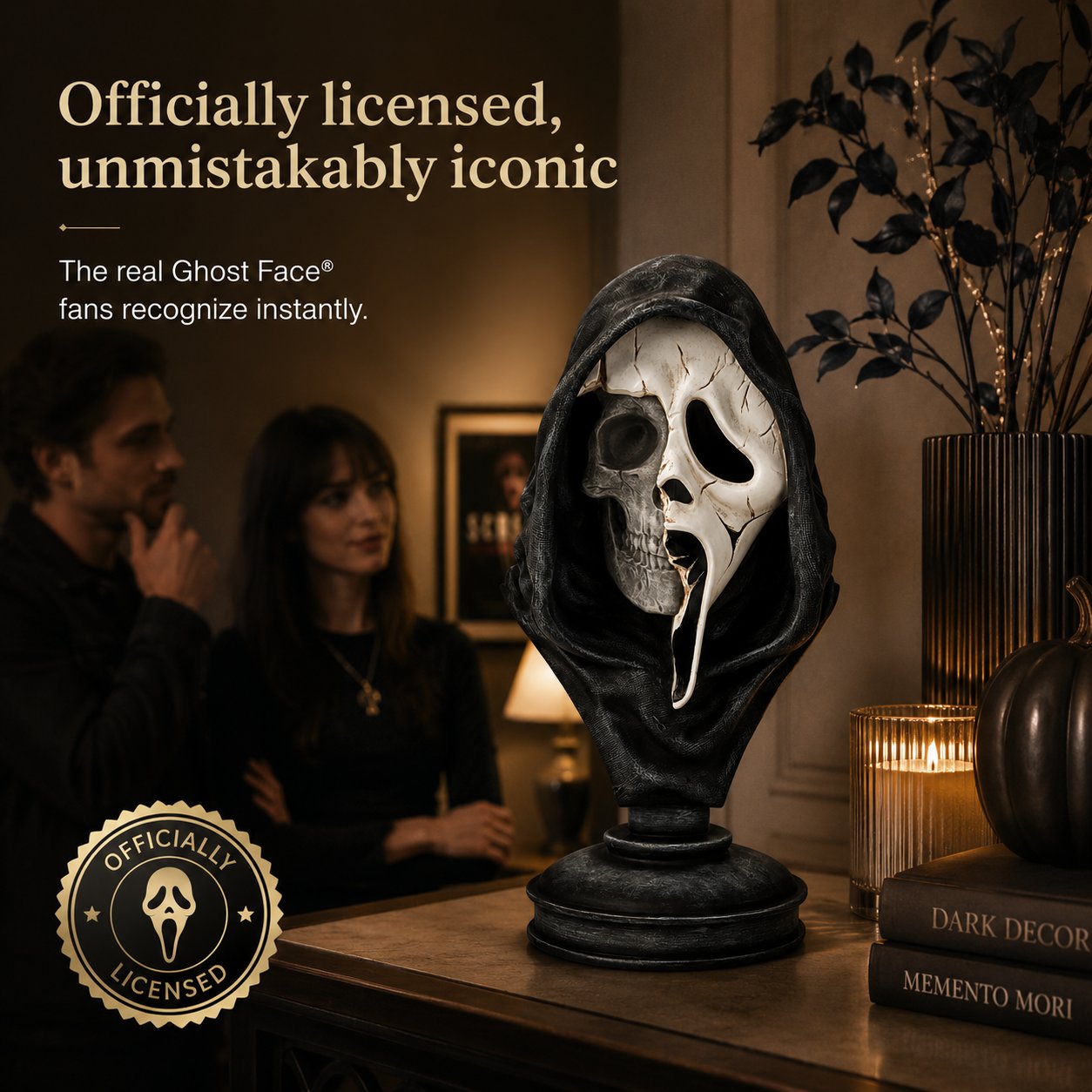 💀 Ghost Face Skeleton Bust Statue