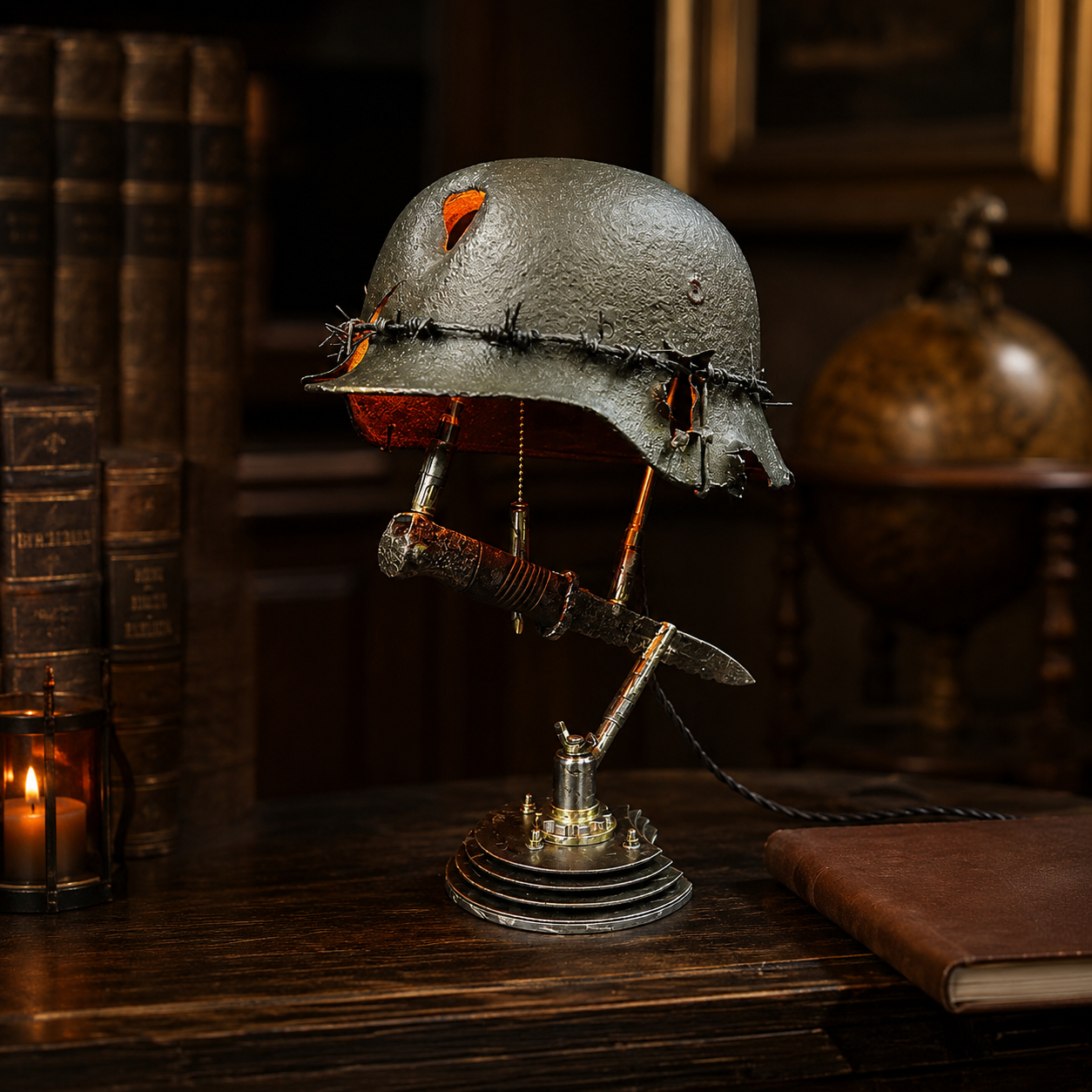 🪖 War Relic Vintage Helmet Table Lamp