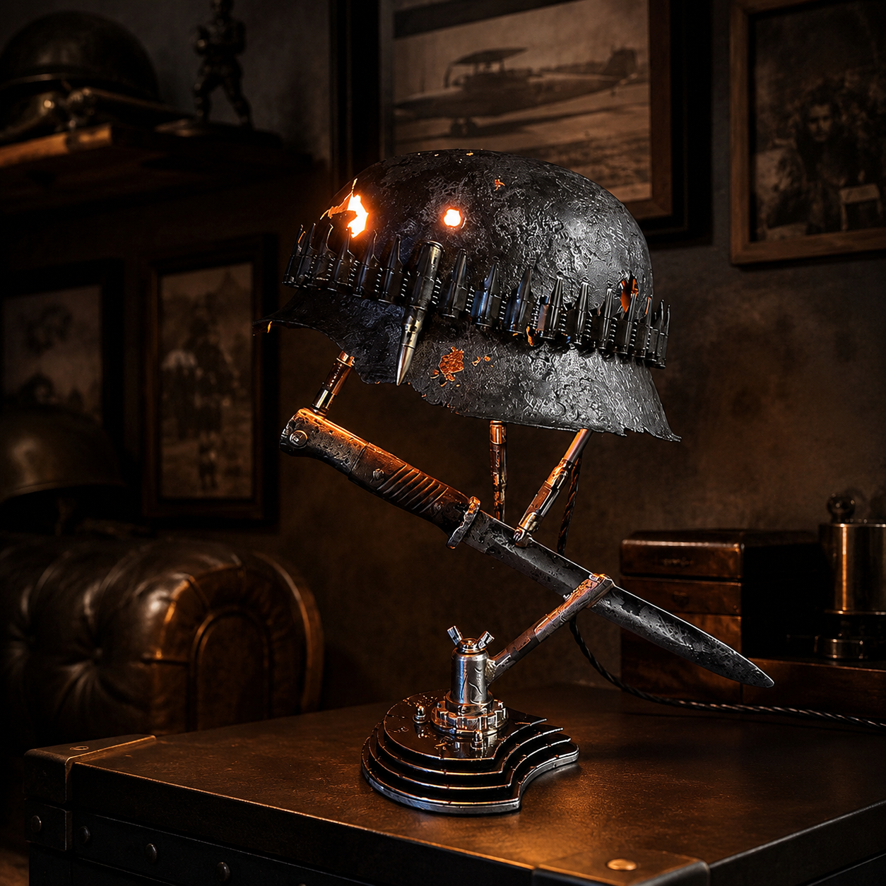 🪖 War Relic Vintage Helmet Table Lamp