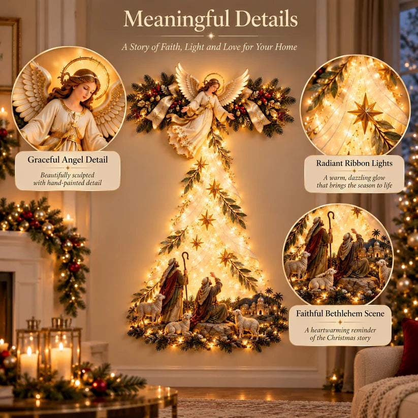 ✨ Christmas Angel Shepherd Wall Art With LED Lights