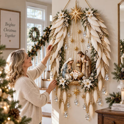 ✨👼 Heavenly Angel Wings Nativity Light✨ – Lighted Christmas Wall Decor