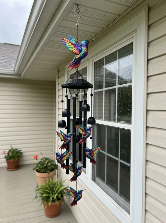 🔥Limited 60% OFF🔥-🐦Vintage Colorful Hummingbird Wind Chime with Metal Tubes and Bells