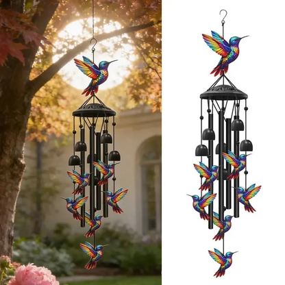 🔥Limited 60% OFF🔥-🐦Vintage Colorful Hummingbird Wind Chime with Metal Tubes and Bells