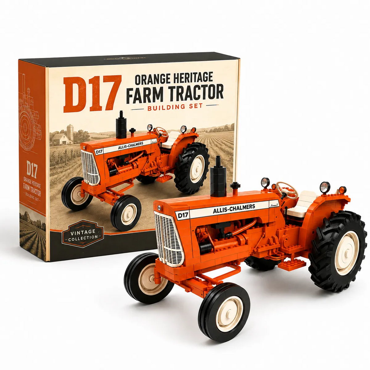 D17 Orange Heritage Farm Tractor Building Set
