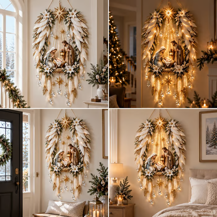 ✨👼 Heavenly Angel Wings Nativity Light✨ – Lighted Christmas Wall Decor ✈️