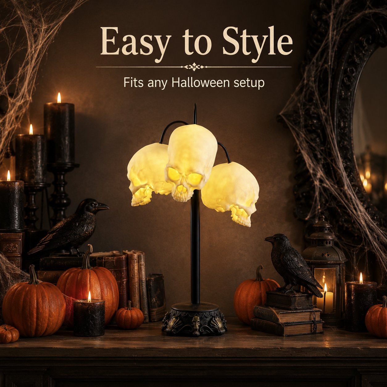 💀Triple Terror Glowing Skull Display