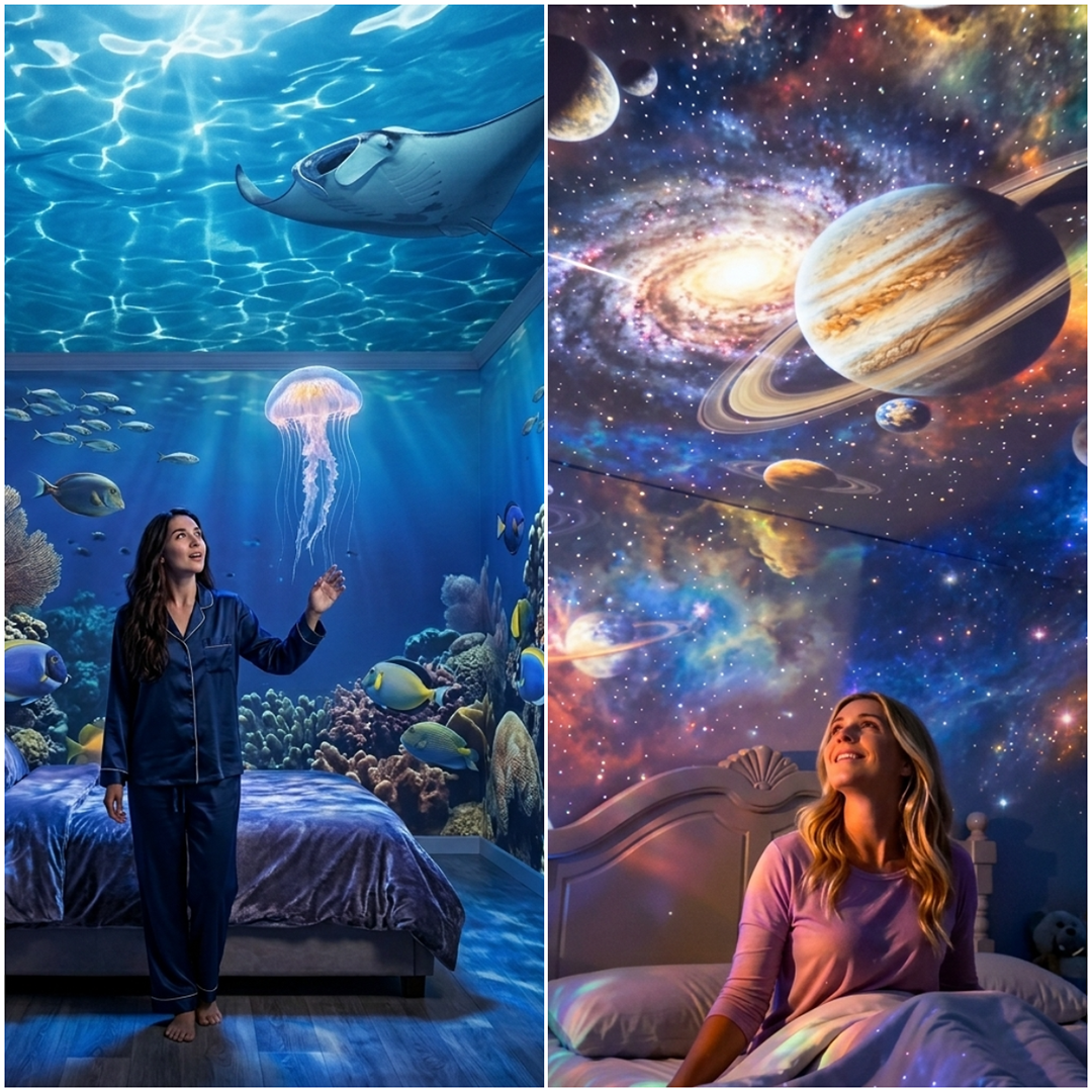 🔥Last Day Promotion 70% OFF🔥Night Light Projector 🔥5D Galaxy Ocean Projector for Bedroom
