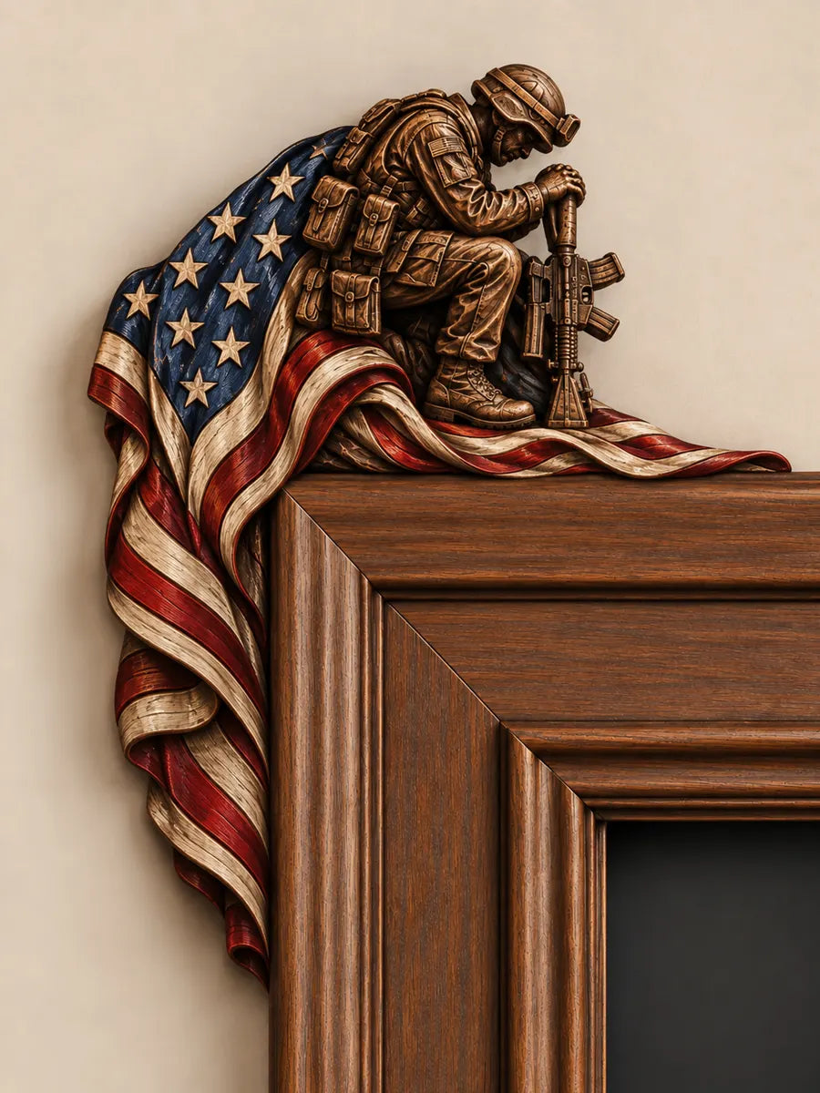 ❤️‍🔥Patriotic American Flag & Cross& Veteran Door Frame Corner Decor