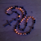 Natural Obsidian Yooperlite RosaryNecklace, UV Reactive EnergyProtection Healing Crystal