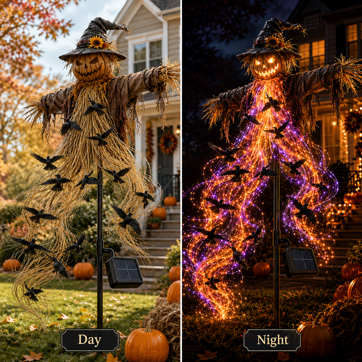 🎃 When The Crows Take Flight™ Haunted Scarecrow Solar Garden Light