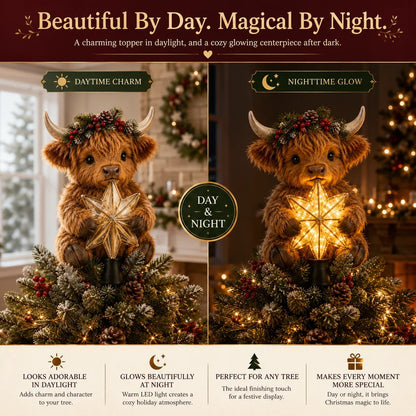 🎄✨Baby Highland Cow Glowing Star Tree Topper