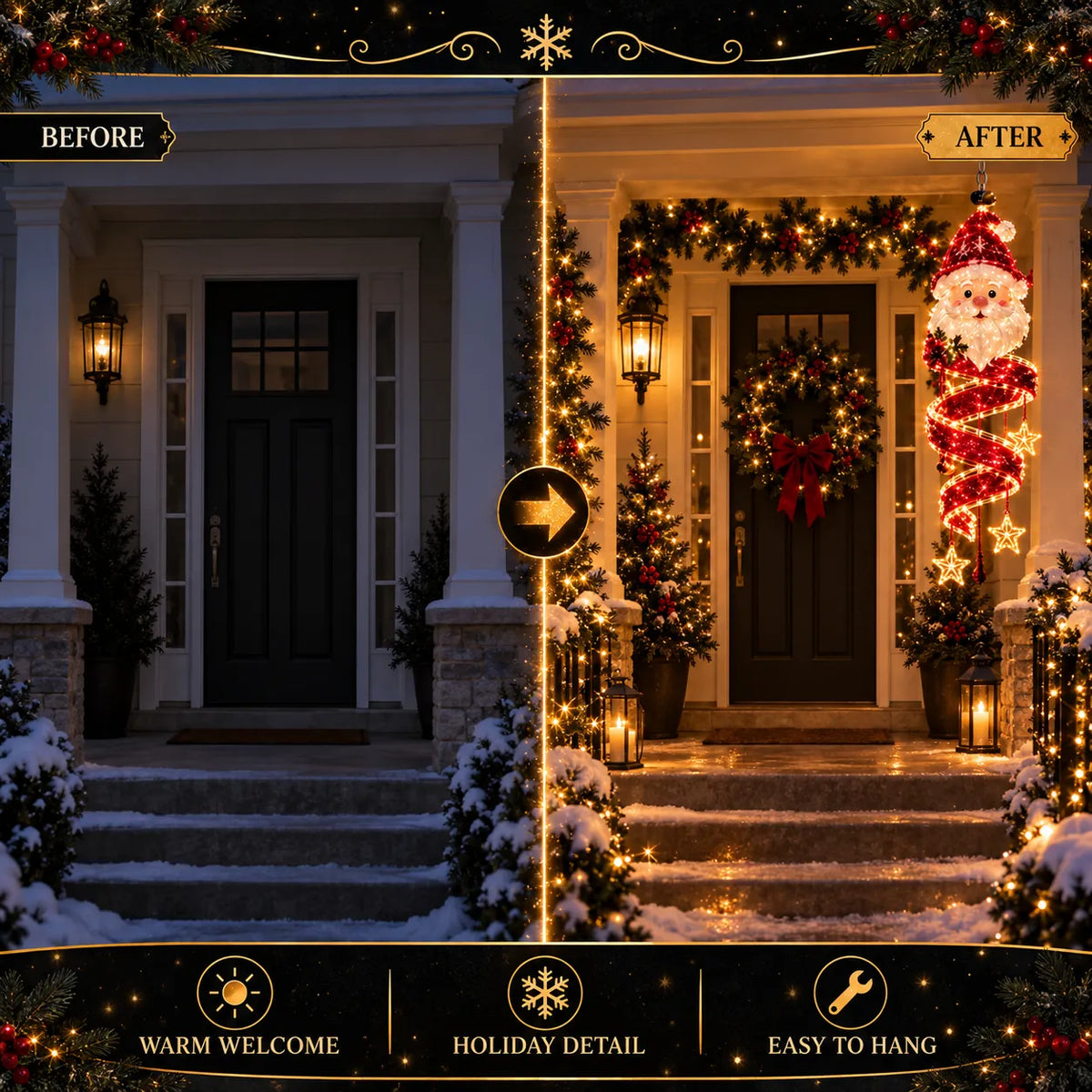 ⏳ Last Day 49% OFF – 🎄Christmas Magic Spiral™ Hanging LED Light Collection – 9 Festive Designs ✨ | Suspended Glowing Characters with Spiral Lights & Hanging Details for Porches, Windows, Entryways & Holiday Displays