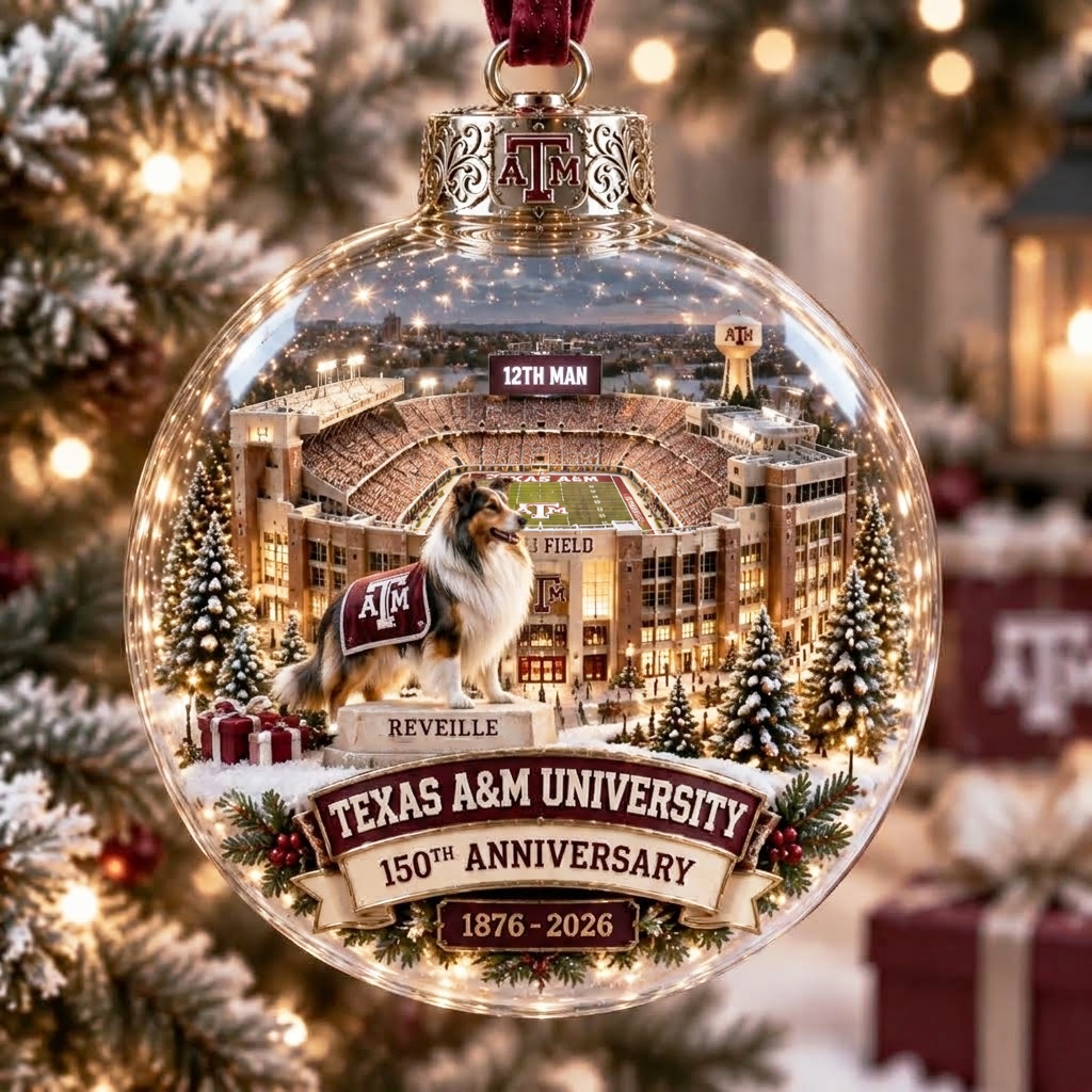 Gig 'em, Aggies! 150th Anniversary Christmas Ornament