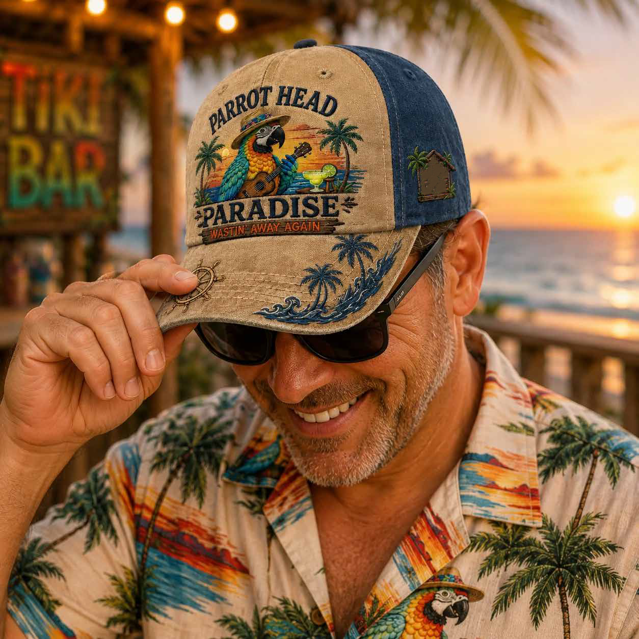 🦜Wastin’ Away Again Parrot Head Hat for Jimmy Buffett Fans 🏝️Parrot Head Paradise Cap