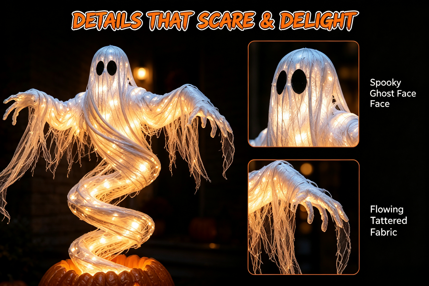 👻 A Ghost That Swirls Above a Glowing Pumpkin